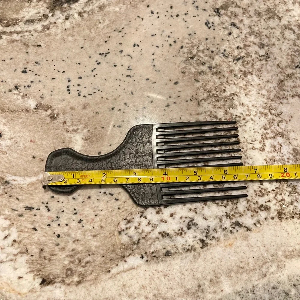 Vintage Goody Large black Lift Hair Pick Faux Croc‎ Snake Skin Leather 80s